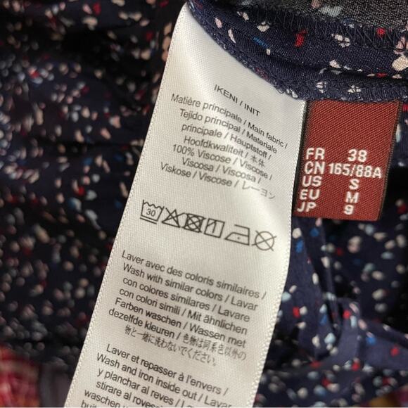 Comptoir Des Cotonniers Navy Blue Confetti Print Bow Waist Flowy Skirt womens S - Picture 14 of 15